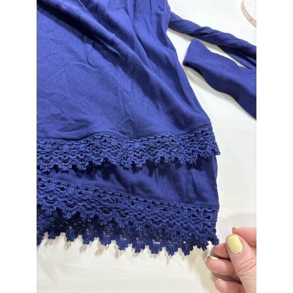 Poupette St Barth Maxi Dress Navy Blue XS Fringe Puka Shell Accents - Picture 12 of 16